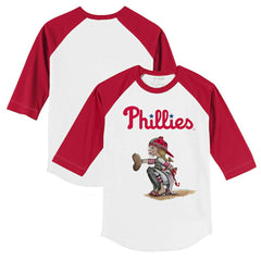 Philadelphia Phillies Tiny Turnip Youth Kate 3/4-Sleeve Raglan T-Shirt - White/Red