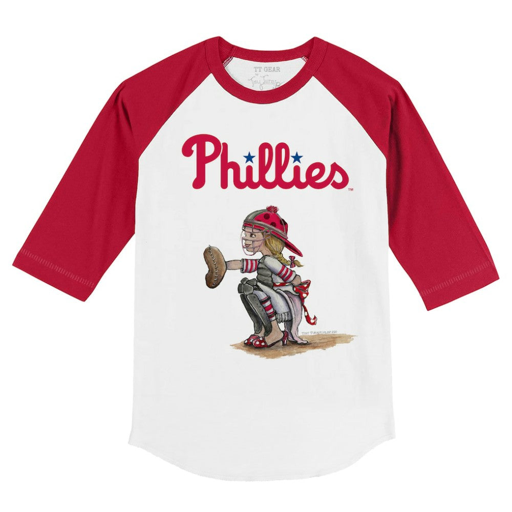 Philadelphia Phillies Tiny Turnip Youth Kate 3/4-Sleeve Raglan T-Shirt - White/Red