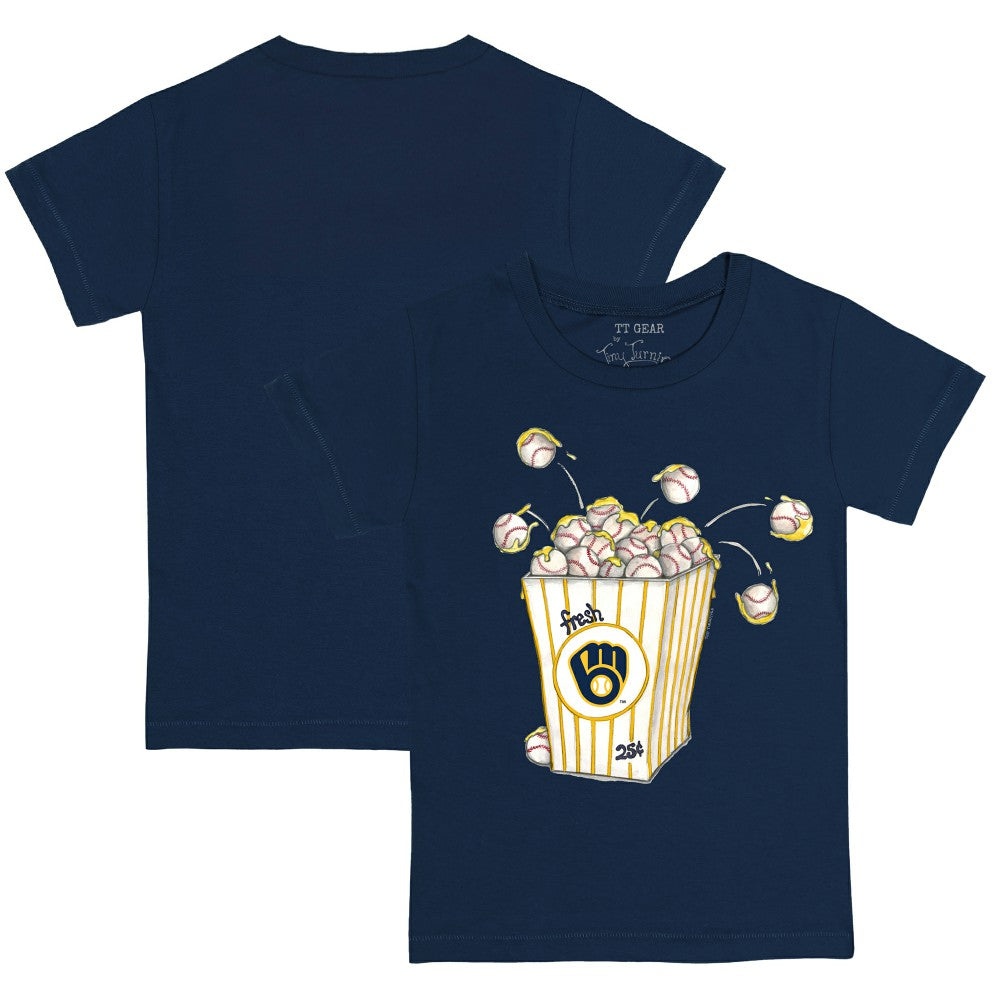 Milwaukee Brewers Tiny Turnip Youth Popcorn T-Shirt - Navy