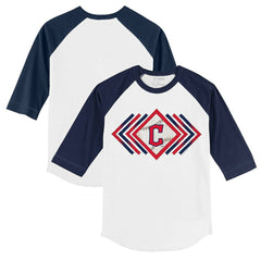 Cleveland Guardians Tiny Turnip Youth Prism Arrows 3/4-Sleeve Raglan T-Shirt - White/Navy