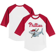 Philadelphia Phillies Tiny Turnip Youth Shark 3/4-Sleeve Raglan T-Shirt - White/Red