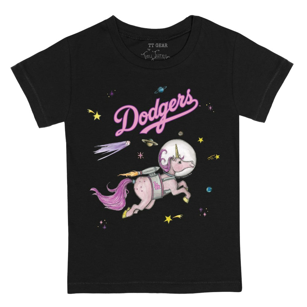 Los Angeles Dodgers Tiny Turnip Youth Space Unicorn T-Shirt - Black