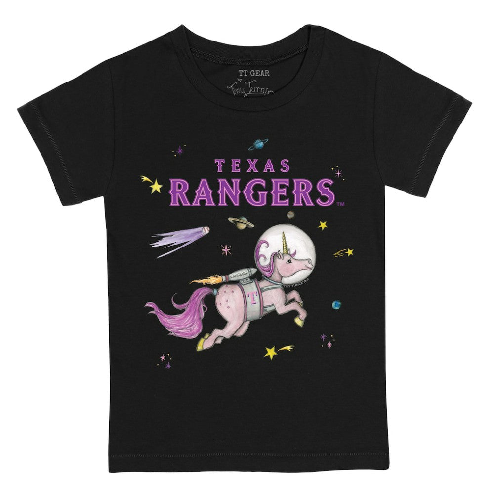 Texas Rangers Tiny Turnip Youth Space Unicorn T-Shirt - Black
