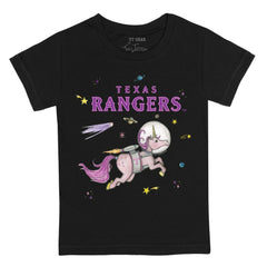 Texas Rangers Tiny Turnip Youth Space Unicorn T-Shirt - Black