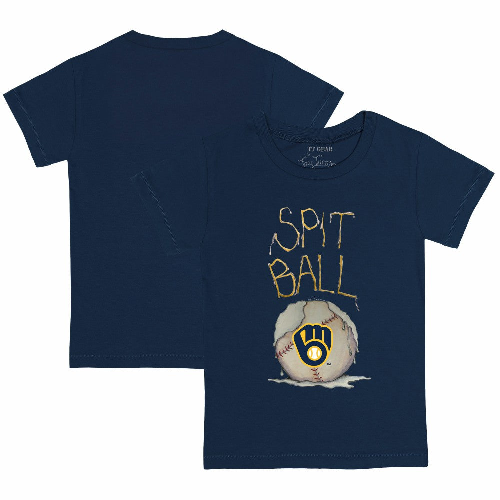 Milwaukee Brewers Tiny Turnip Youth Spit Ball T-Shirt - Navy