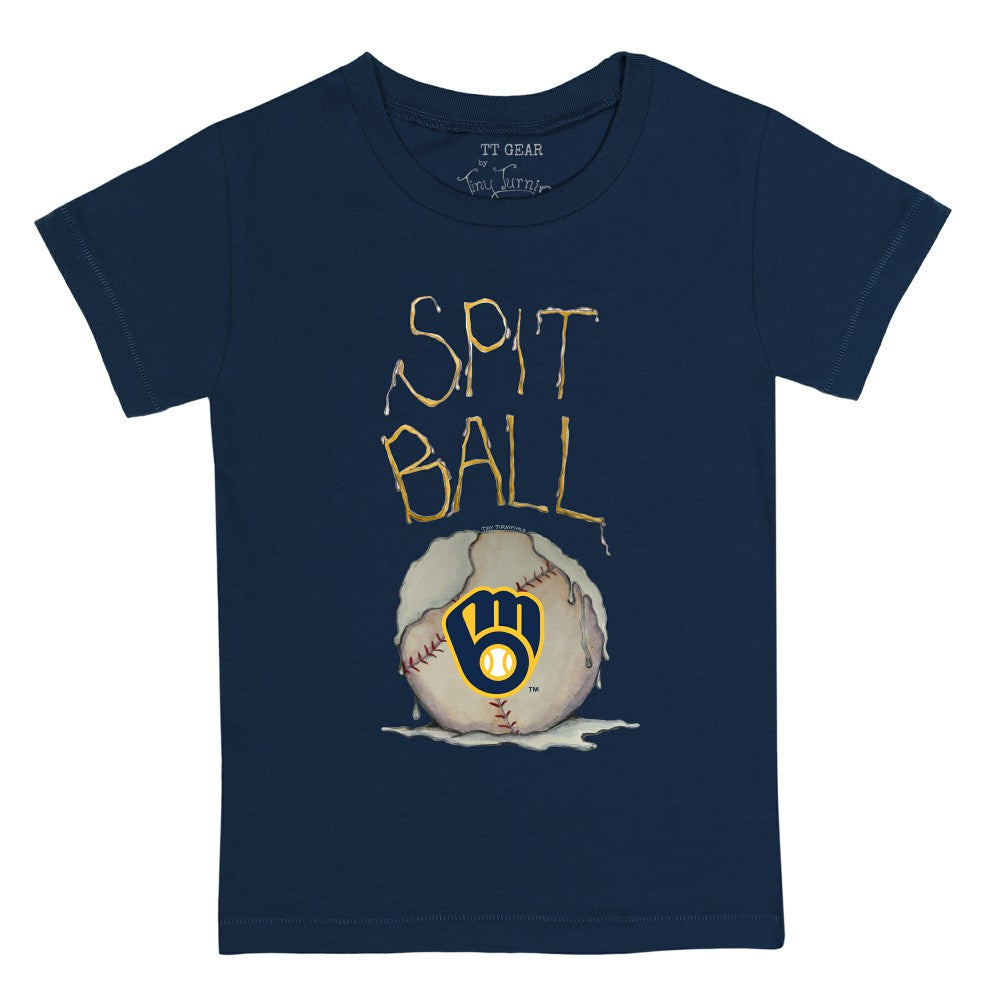Milwaukee Brewers Tiny Turnip Youth Spit Ball T-Shirt - Navy