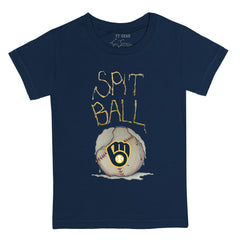 Milwaukee Brewers Tiny Turnip Youth Spit Ball T-Shirt - Navy