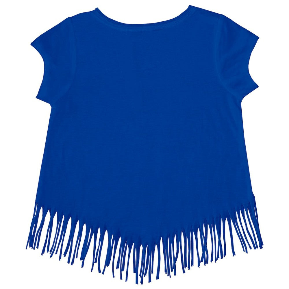 Chicago Cubs Tiny Turnip Girls Youth Stacked Fringe T-Shirt - Royal