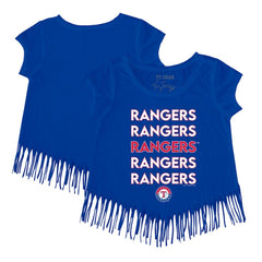 Texas Rangers Tiny Turnip Girls Youth Stacked Fringe T-Shirt - Royal