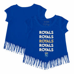 Kansas City Royals Tiny Turnip Girls Youth Stacked Fringe T-Shirt - Royal