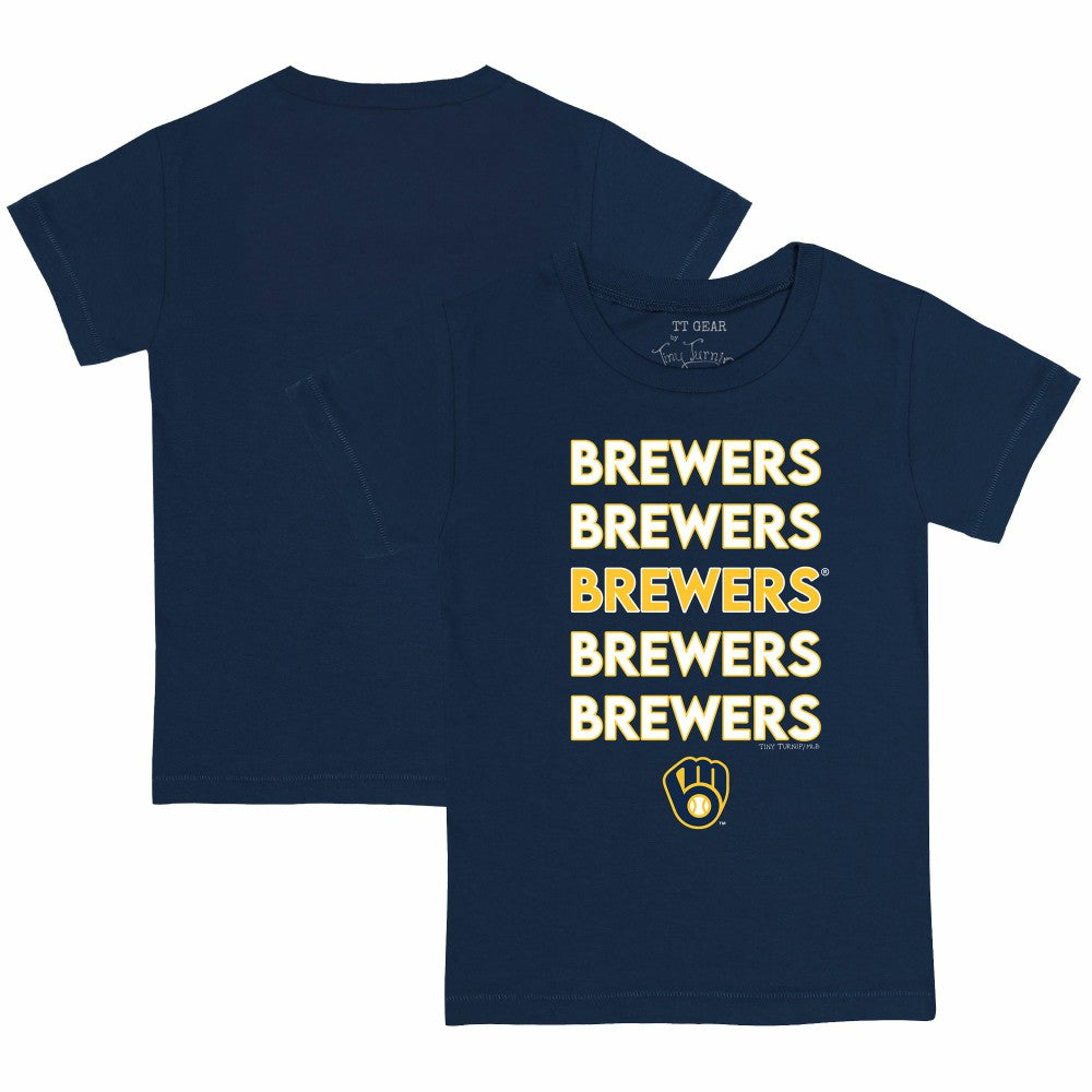 Milwaukee Brewers Tiny Turnip Youth Stacked T-Shirt - Navy