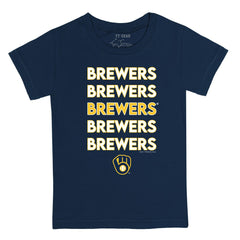 Milwaukee Brewers Tiny Turnip Youth Stacked T-Shirt - Navy