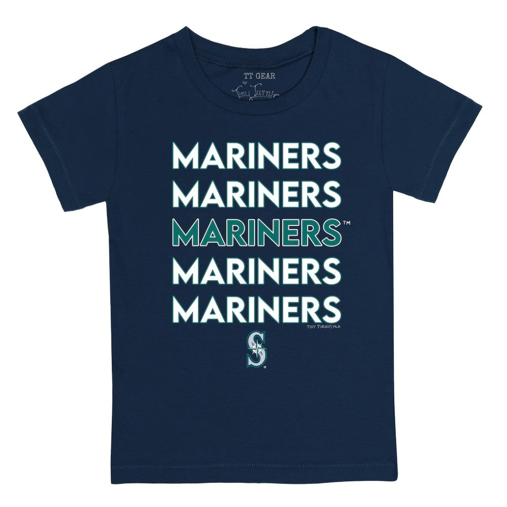 Seattle Mariners Tiny Turnip Youth Stacked T-Shirt - Navy