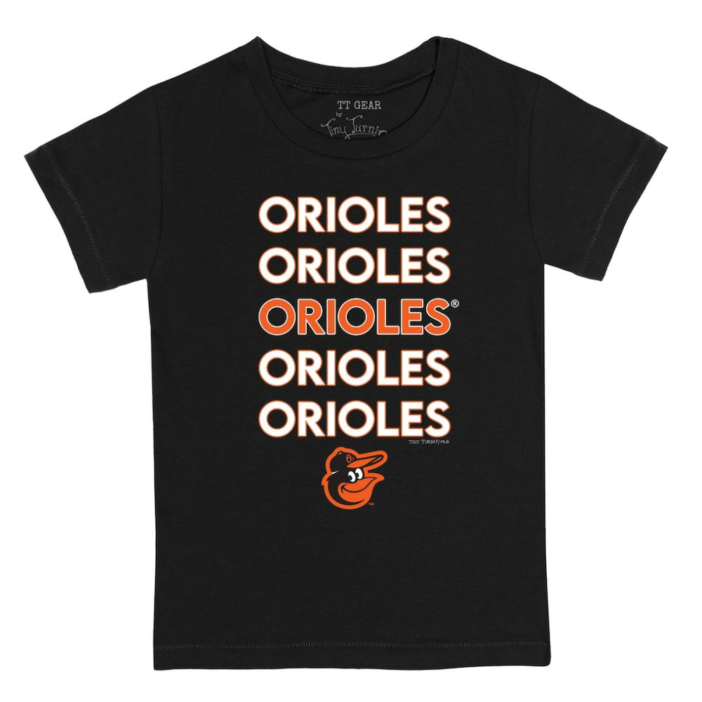 Baltimore Orioles Tiny Turnip Youth Stacked T-Shirt - Black