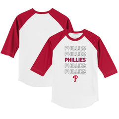Philadelphia Phillies Tiny Turnip Youth Stacked 3/4-Sleeve Raglan T-Shirt - White/Red