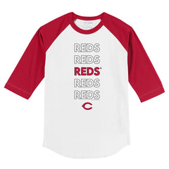 Cincinnati Reds Tiny Turnip Youth Stacked 3/4-Sleeve Raglan T-Shirt - White/Red