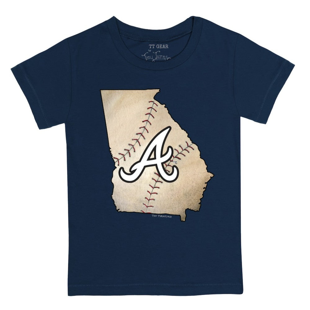 Atlanta Braves Tiny Turnip Youth State Outline T-Shirt - Navy