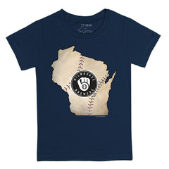 Milwaukee Brewers Tiny Turnip Youth State Outline T-Shirt - Navy