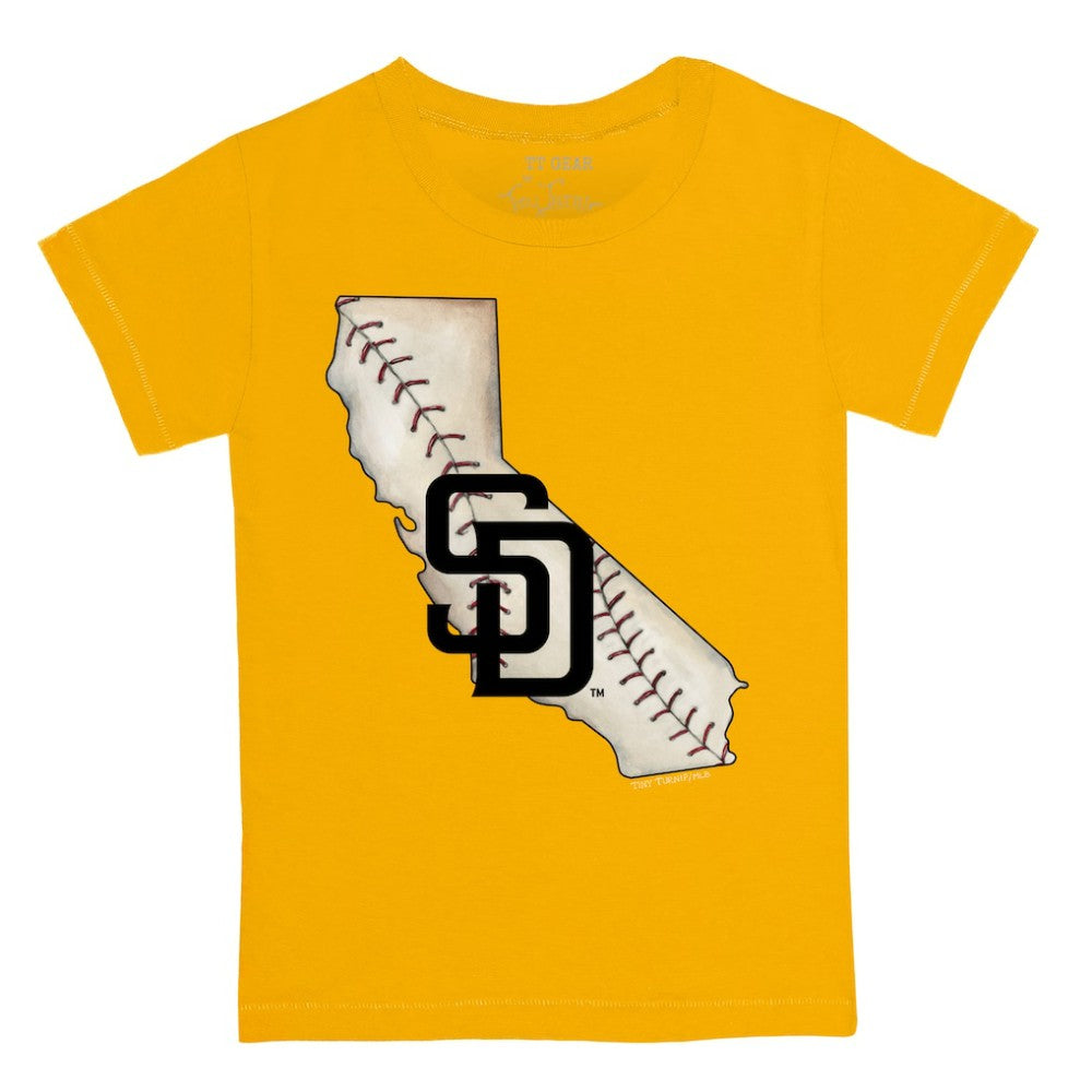 San Diego Padres Tiny Turnip Youth State Outline T-Shirt - Gold