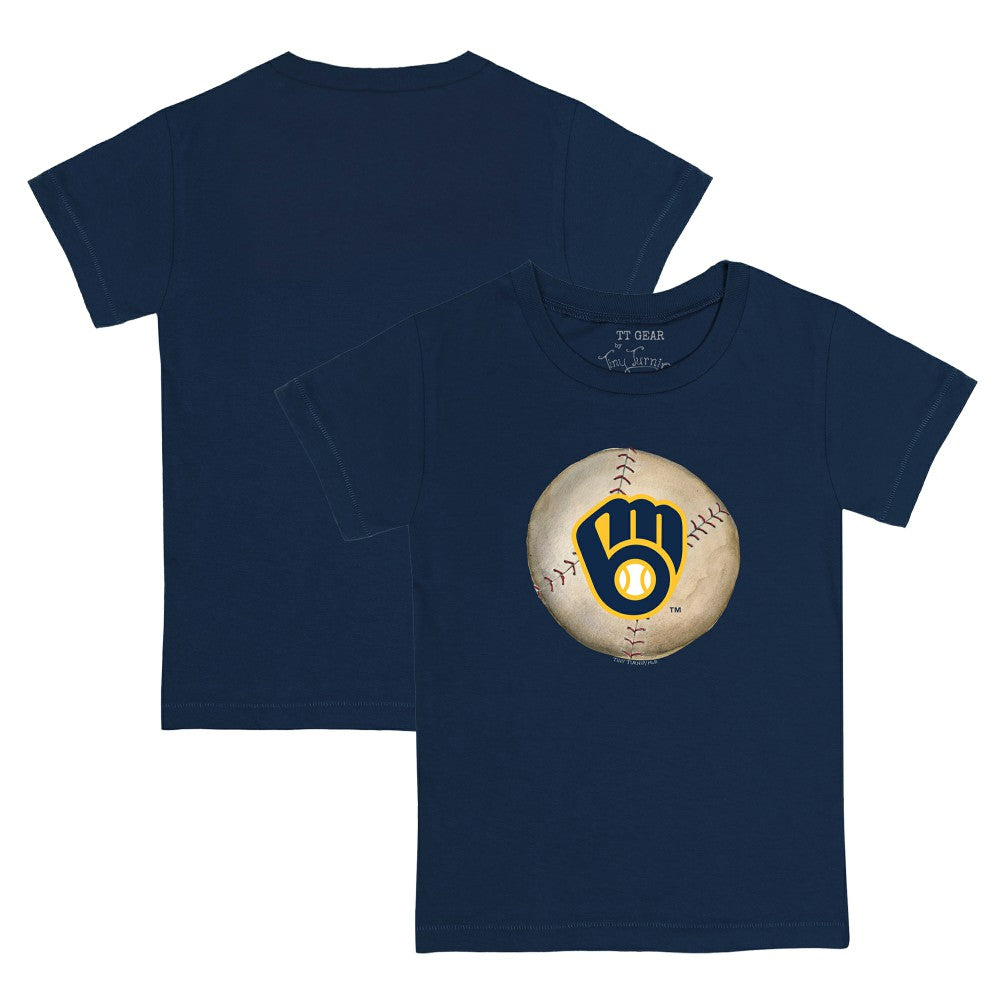 Milwaukee Brewers Tiny Turnip Youth Stitched Baseball T-Shirt - Navy