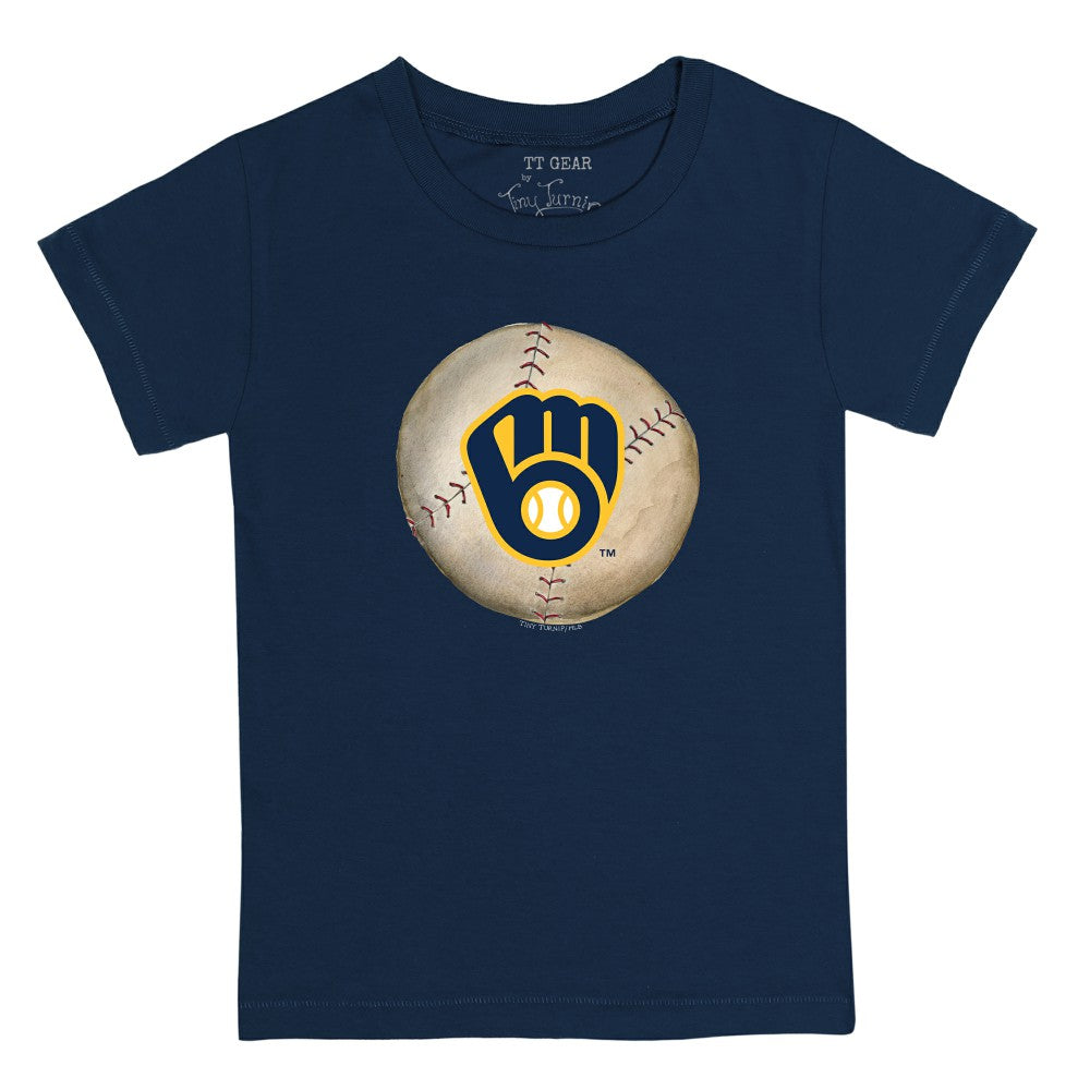 Milwaukee Brewers Tiny Turnip Youth Stitched Baseball T-Shirt - Navy