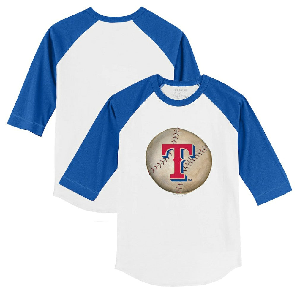 Texas Rangers Tiny Turnip Youth Stitched Baseball 3/4-Sleeve Raglan T-Shirt - White/Royal
