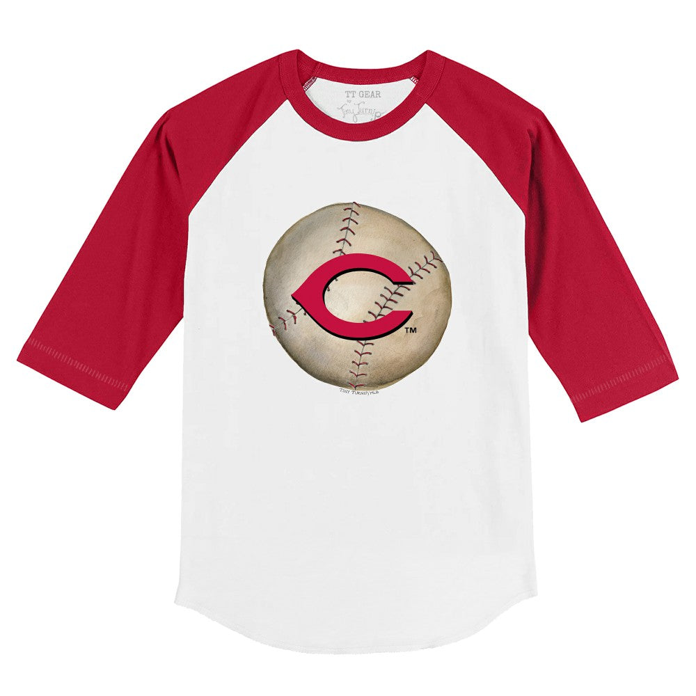 Cincinnati Reds Tiny Turnip Youth Stitched Baseball 3/4-Sleeve Raglan T-Shirt - White/Red
