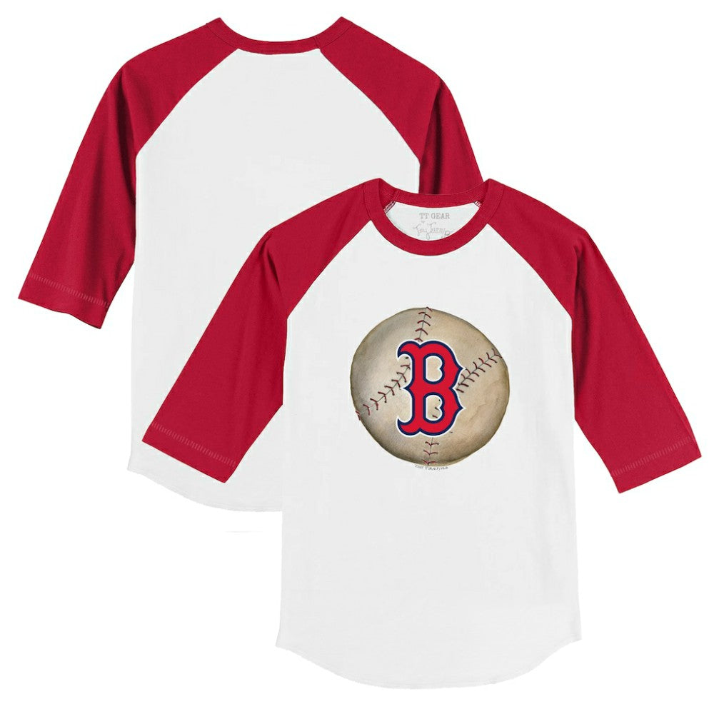 Boston Red Sox Tiny Turnip Youth Stitched Baseball 3/4-Sleeve Raglan T-Shirt - White/Red