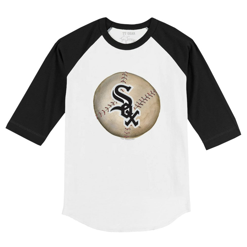 Chicago White Sox Tiny Turnip Youth Stitched Baseball 3/4-Sleeve Raglan T-Shirt - White/Black