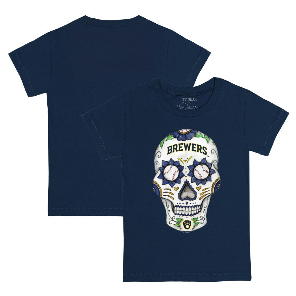 Milwaukee Brewers Tiny Turnip Youth Sugar Skull T-Shirt - Navy