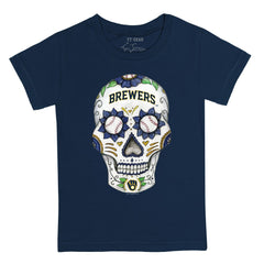 Milwaukee Brewers Tiny Turnip Youth Sugar Skull T-Shirt - Navy