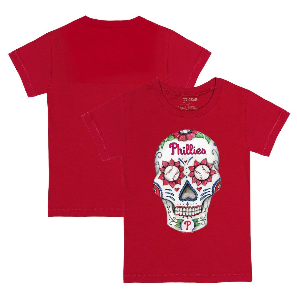 Philadelphia Phillies Tiny Turnip Youth Sugar Skull T-Shirt - Red