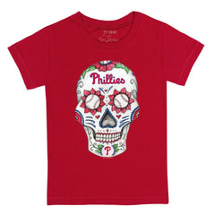 Philadelphia Phillies Tiny Turnip Youth Sugar Skull T-Shirt - Red