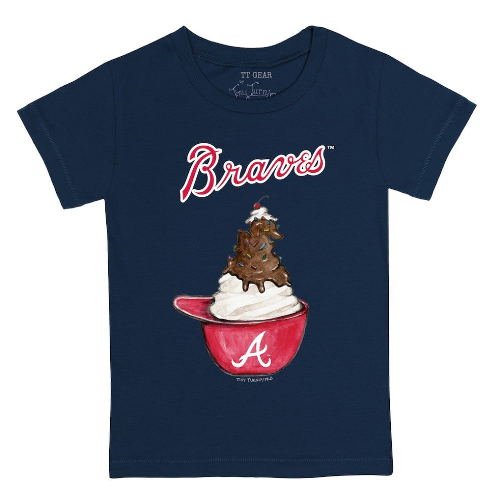 Atlanta Braves Tiny Turnip Youth Sundae Helmet T-Shirt - Navy