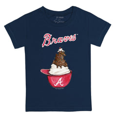 Atlanta Braves Tiny Turnip Youth Sundae Helmet T-Shirt - Navy