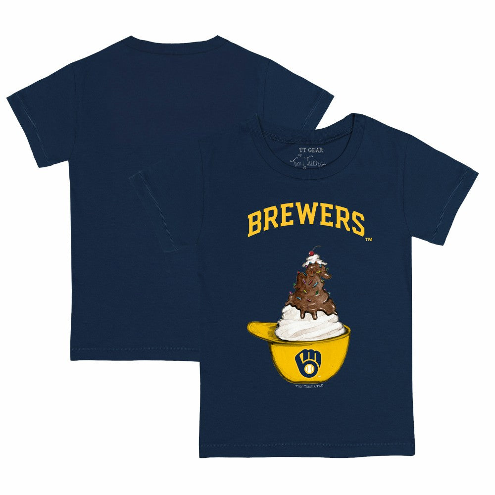 Milwaukee Brewers Tiny Turnip Youth Sundae Helmet T-Shirt - Navy