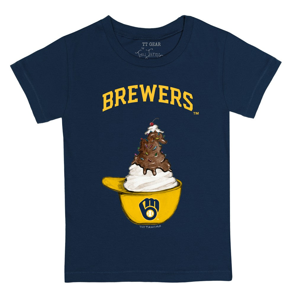Milwaukee Brewers Tiny Turnip Youth Sundae Helmet T-Shirt - Navy
