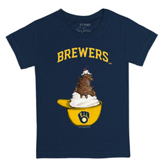 Milwaukee Brewers Tiny Turnip Youth Sundae Helmet T-Shirt - Navy