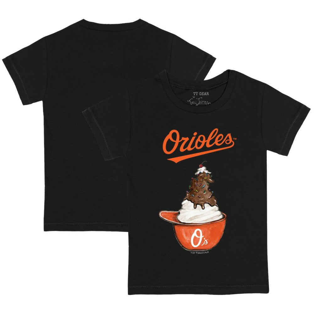 Baltimore Orioles Tiny Turnip Youth Sundae Helmet T-Shirt - Black