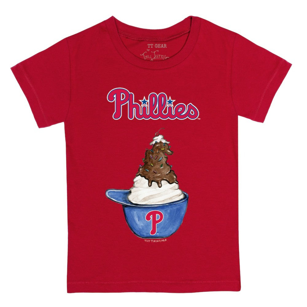 Philadelphia Phillies Tiny Turnip Youth Sundae Helmet T-Shirt - Red