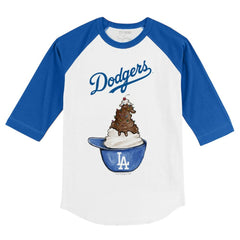 Los Angeles Dodgers Tiny Turnip Youth Sundae Helmet 3/4-Sleeve Raglan T-Shirt - White/Royal