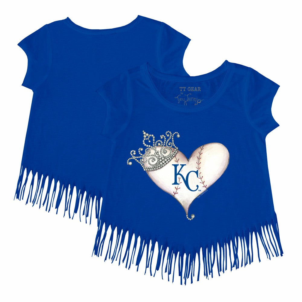 Kansas City Royals Tiny Turnip Girls Youth Tiara Heart Fringe T-Shirt - Royal