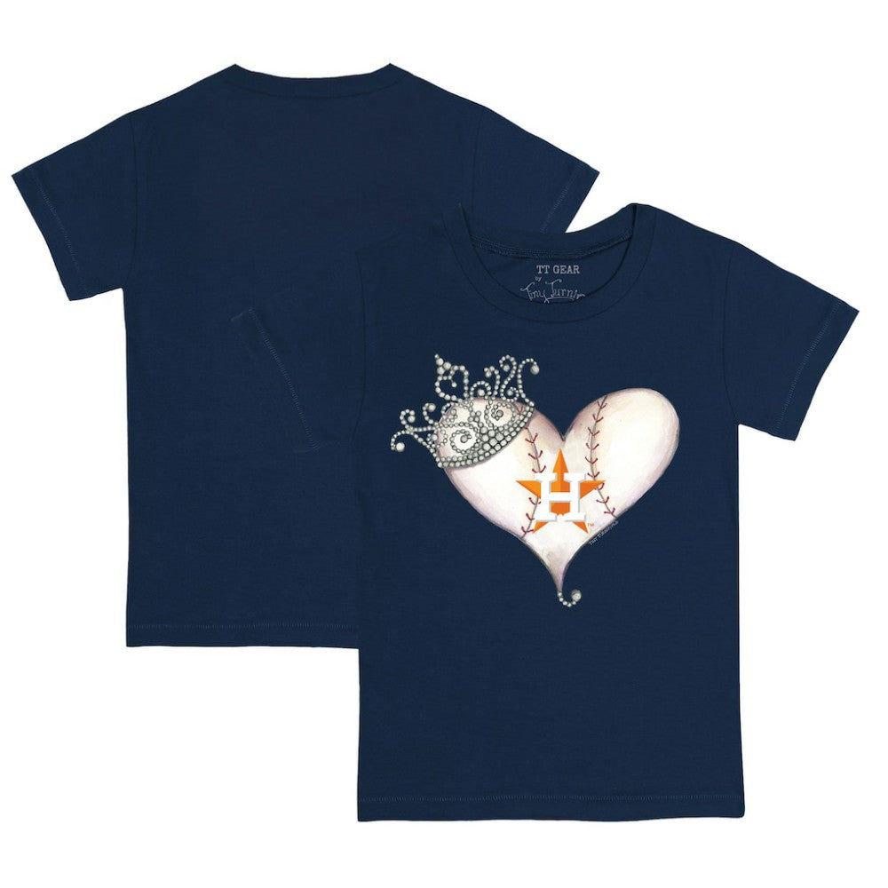 Houston Astros Tiny Turnip Youth Tiara Heart T-Shirt - Navy