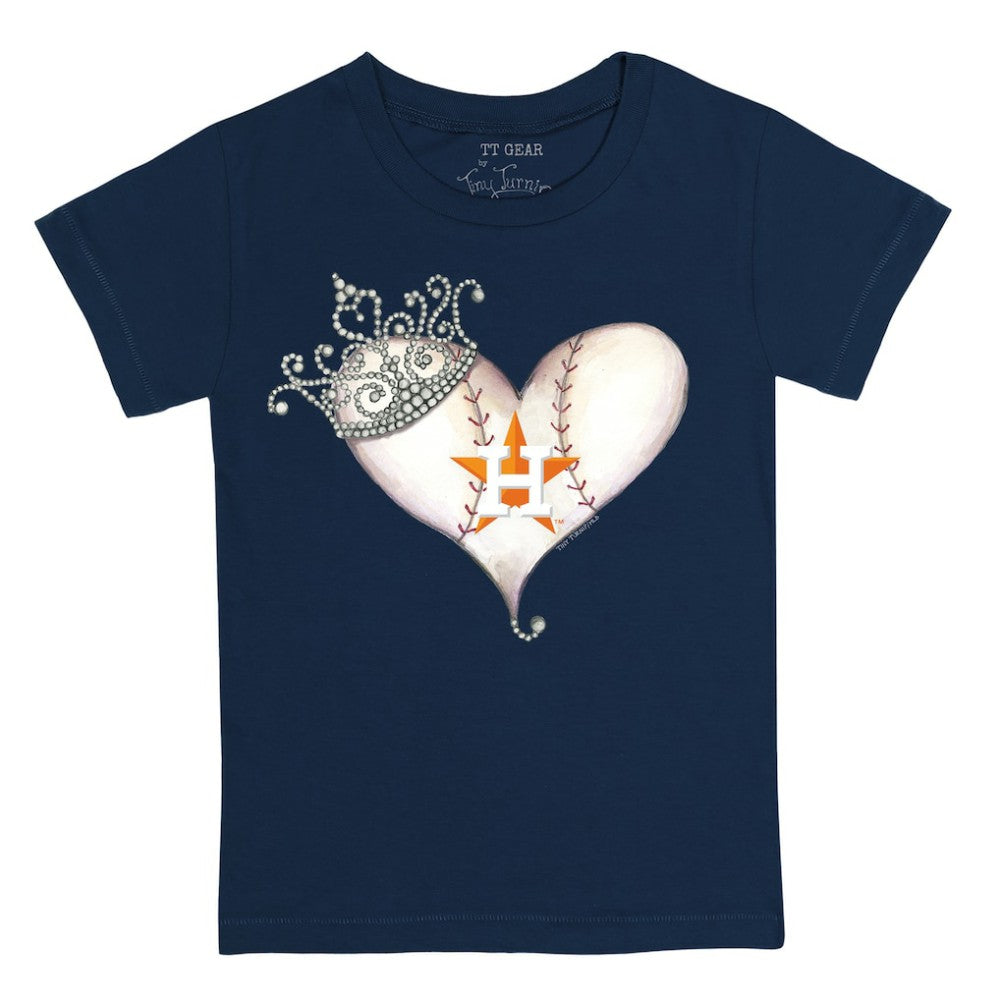 Houston Astros Tiny Turnip Youth Tiara Heart T-Shirt - Navy