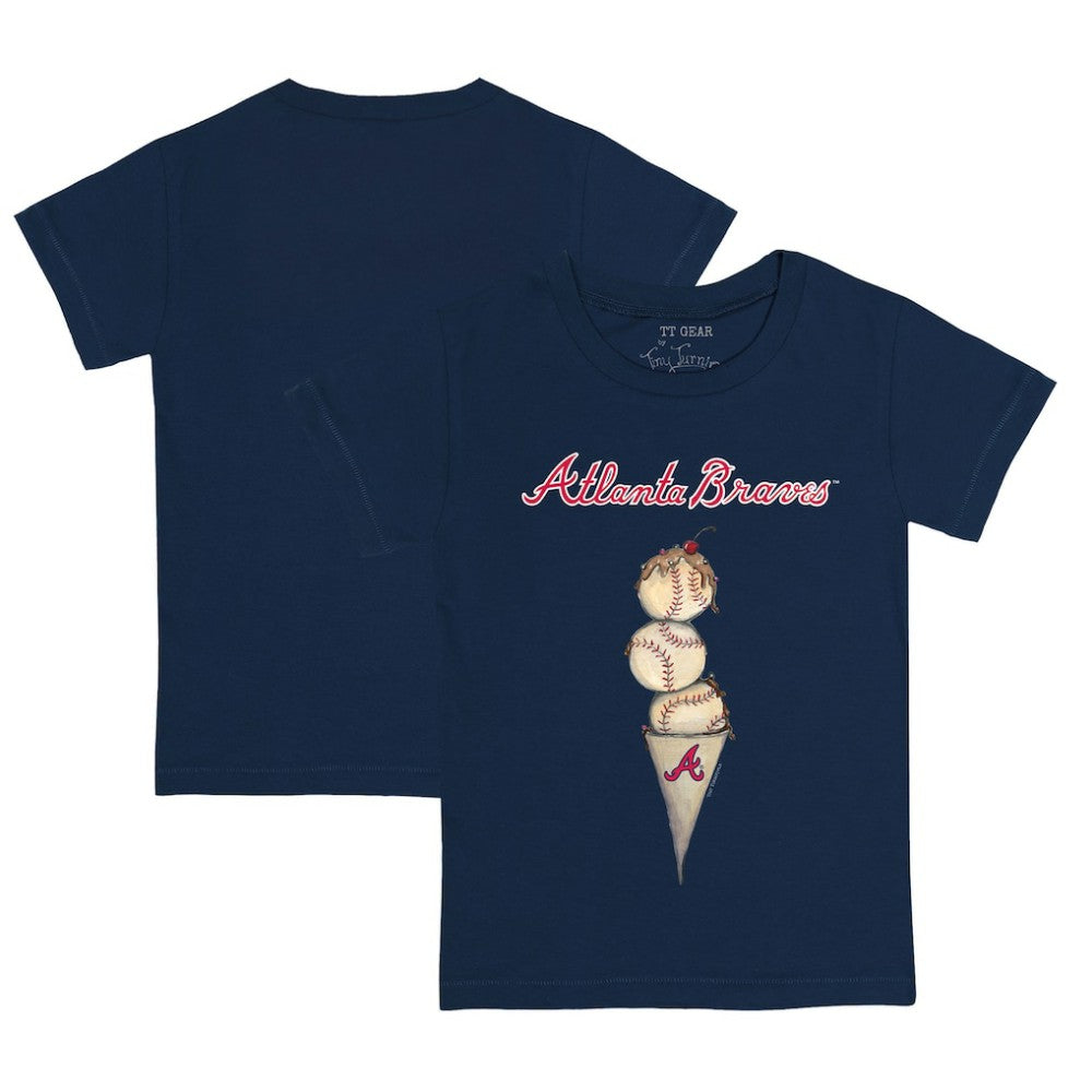 Atlanta Braves Tiny Turnip Youth Triple Scoop T-Shirt - Navy