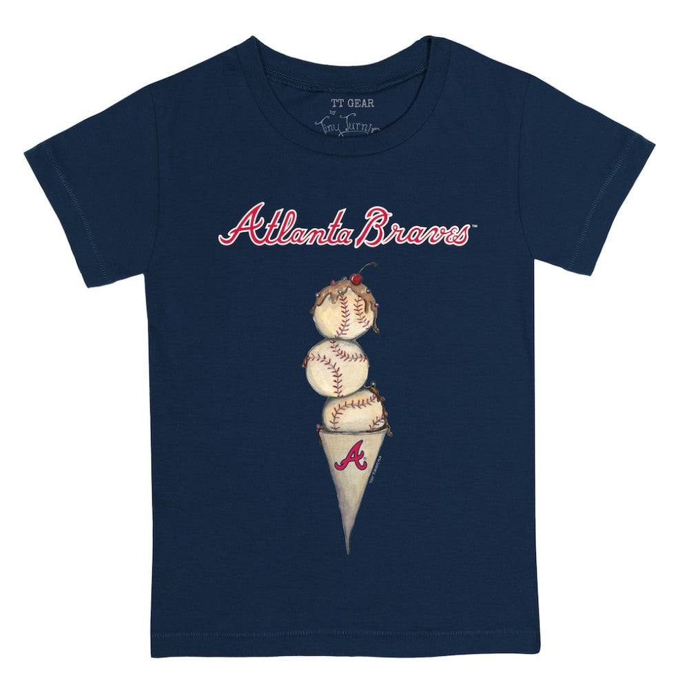 Atlanta Braves Tiny Turnip Youth Triple Scoop T-Shirt - Navy