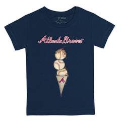 Atlanta Braves Tiny Turnip Youth Triple Scoop T-Shirt - Navy
