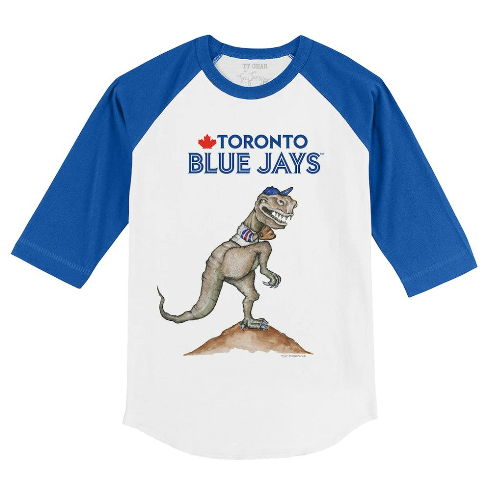 Toronto Blue Jays Tiny Turnip Youth TT Rex 3/4-Sleeve Raglan T-Shirt - White/Royal