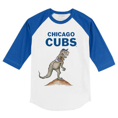 Chicago Cubs Tiny Turnip Youth TT Rex 3/4-Sleeve Raglan T-Shirt - White/Royal