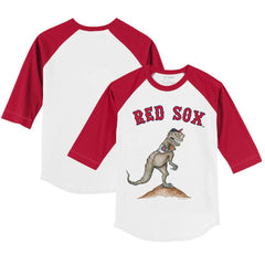 Boston Red Sox Tiny Turnip Youth TT Rex 3/4-Sleeve Raglan T-Shirt - White/Red